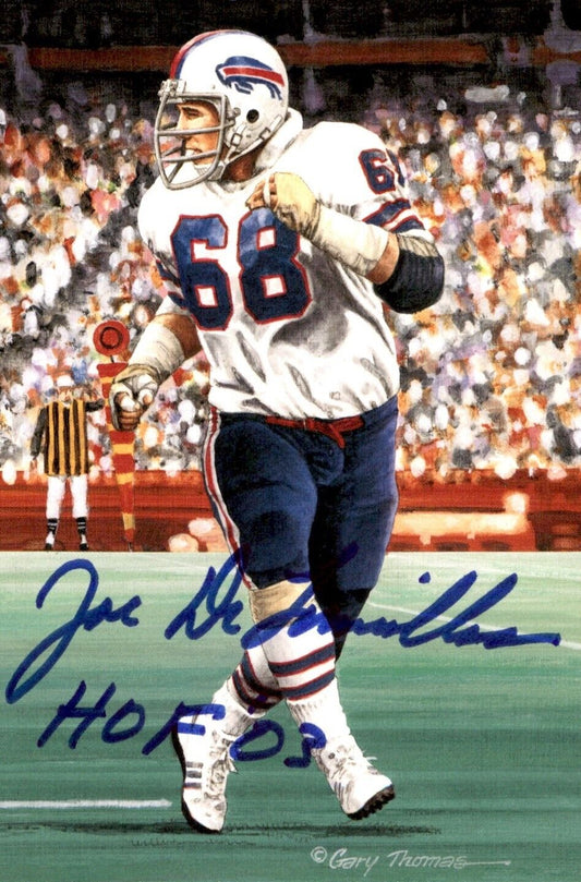 Joe DeLamielleure HOF Autographed/Inscr Goal Line Art GLAC Postcard Bills JSA