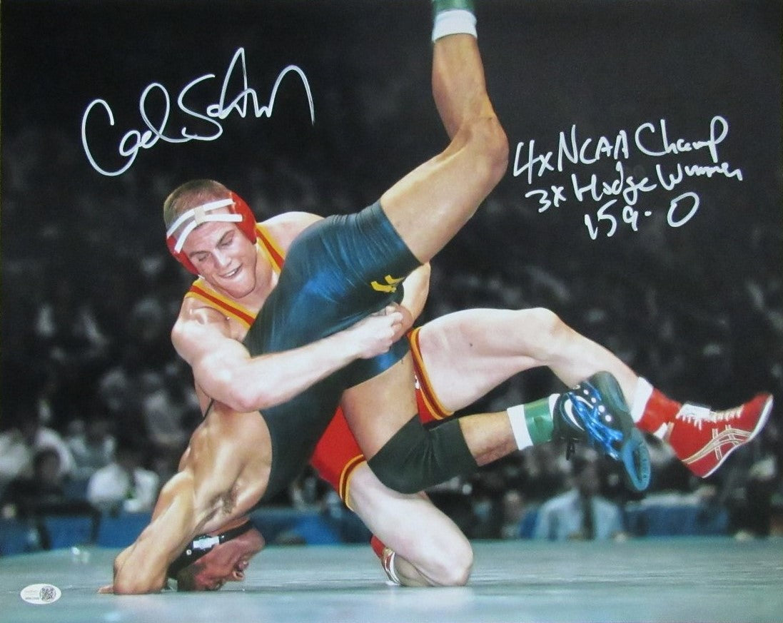 Cael Sanderson Signed/Inscribed 16x20 Photo Iowa State Wrestling JSA 193156