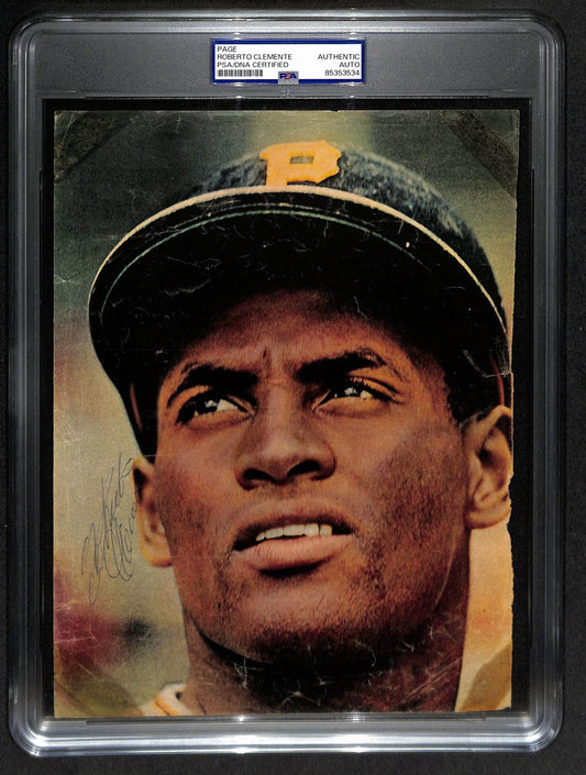 Roberto Clemente HOF Signed/Auto 8x10.5 Magazine Photo Pirates PSA/DNA 190742