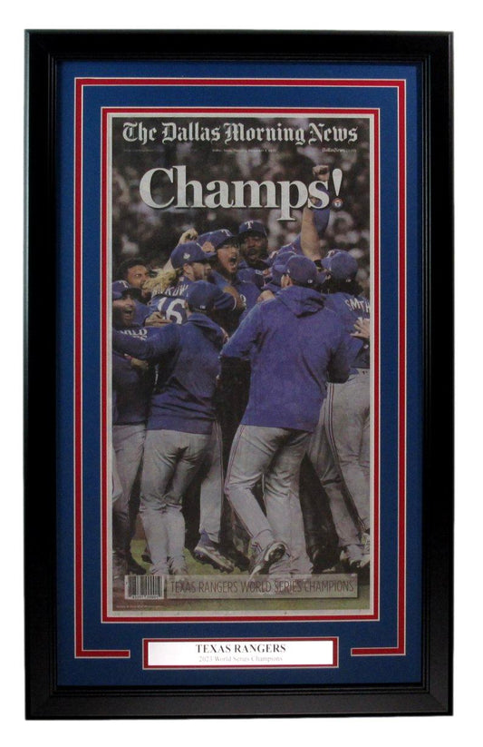 The Dallas Morning News Newspaper 2023 Texas Rangers World Series Champs Framed3