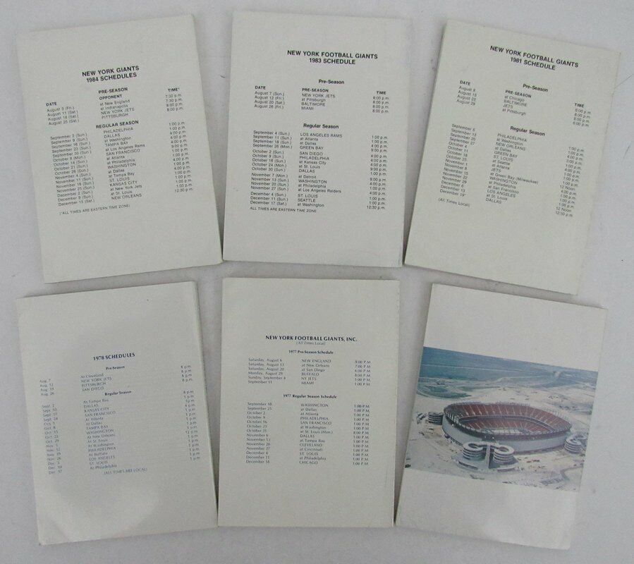 Lot of 6 - New York Giants Football Media Guides (76, 77, 78, 81, 83, 84) 142093