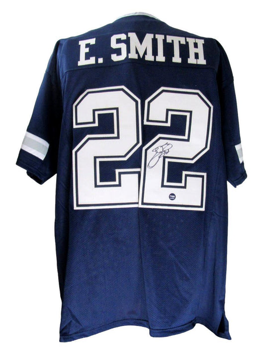 Emmitt Smith HOF Autographed Blue Custom Football Jersey Dallas Cowboys PROVA