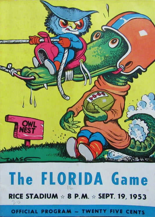 1953 Florida vs. Rice College Football Game Program at Rice Stadium 165707