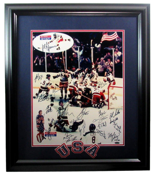 1980 US Olympic Hockey Team Multi-Signed 16x20 Photo Framed Steiner 190487