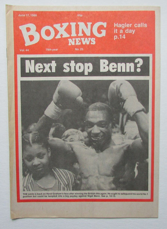 June 17, 1988 Boxing News Magazine Herol Graham