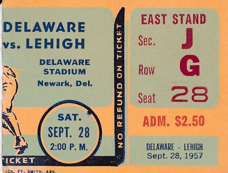 1957 Univ of Delaware vs. Lehigh College Football Game Ticket Stub 1440563