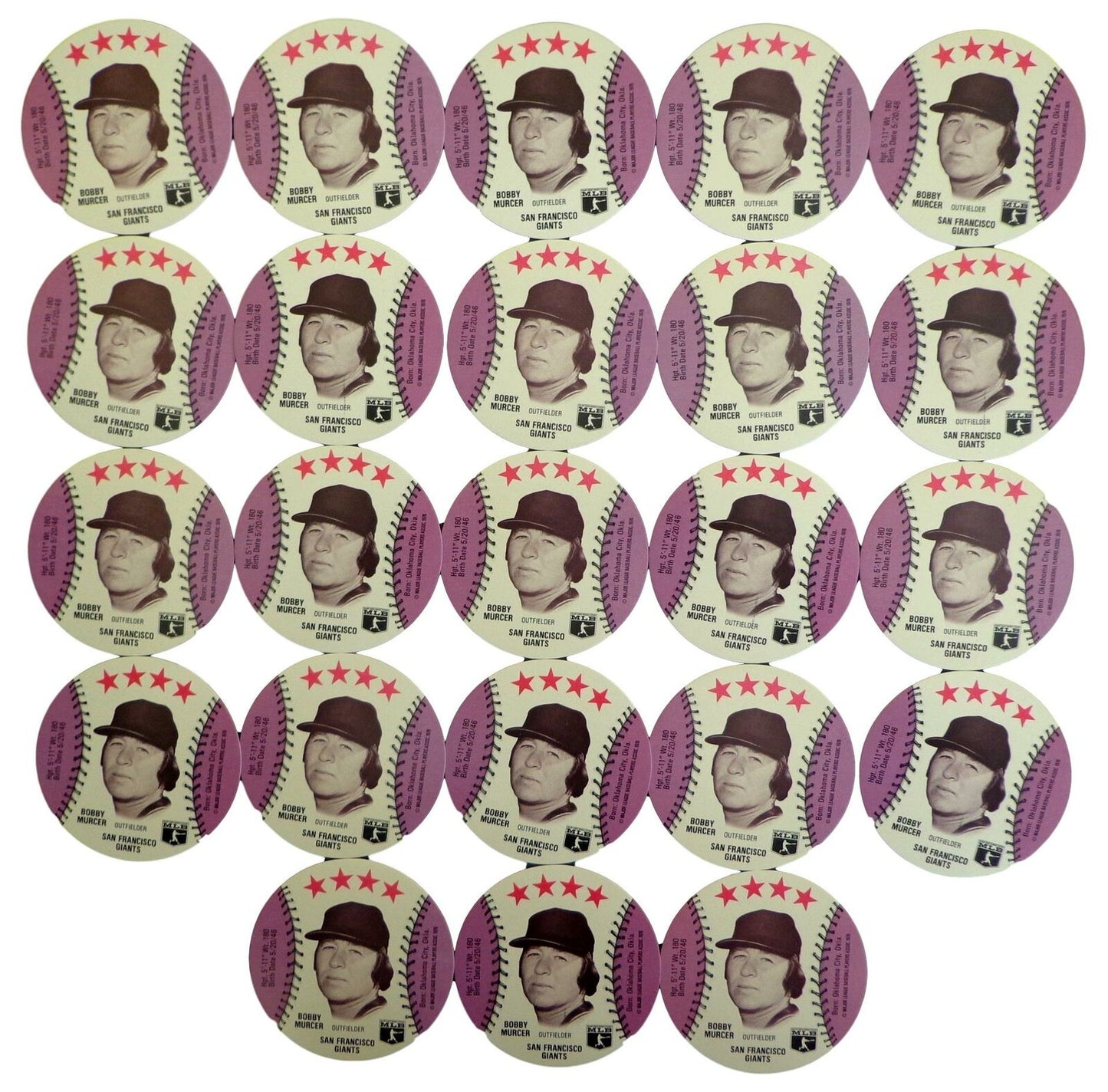 Lot of 23 - 1976 MSA Isaly's Discs Bobby Murcer San Francisco Gem Mint 153898