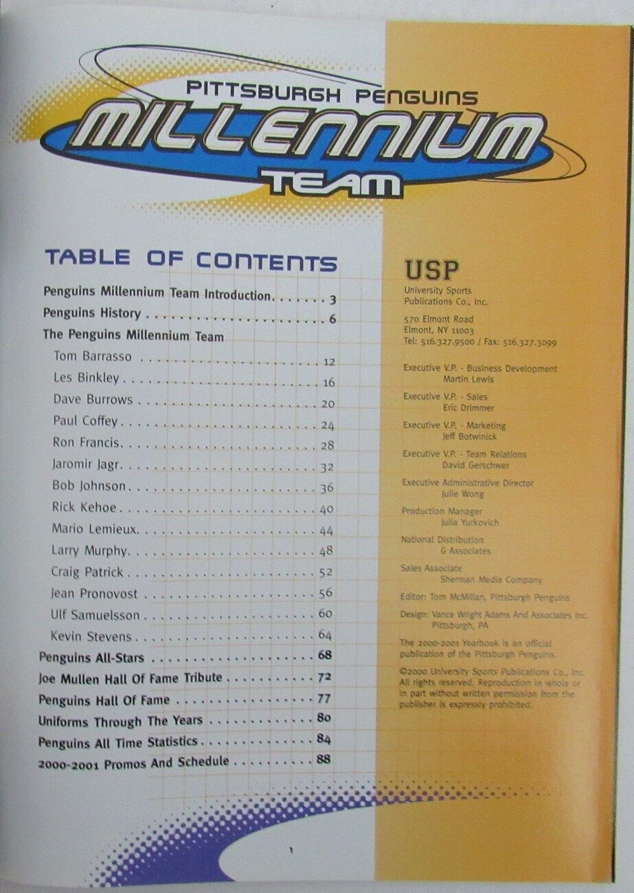 2000-2001 Pittsburgh Penguins "Millennium Team"  Yearbook 165079