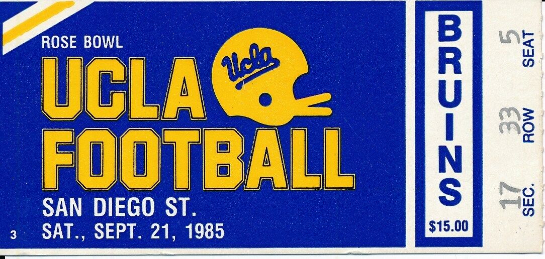 1985 UCLA Bruins vs. San Diego State Football Game Ticket Stub 148654