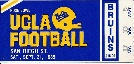 1985 UCLA Bruins vs. San Diego State Football Game Ticket Stub 148654