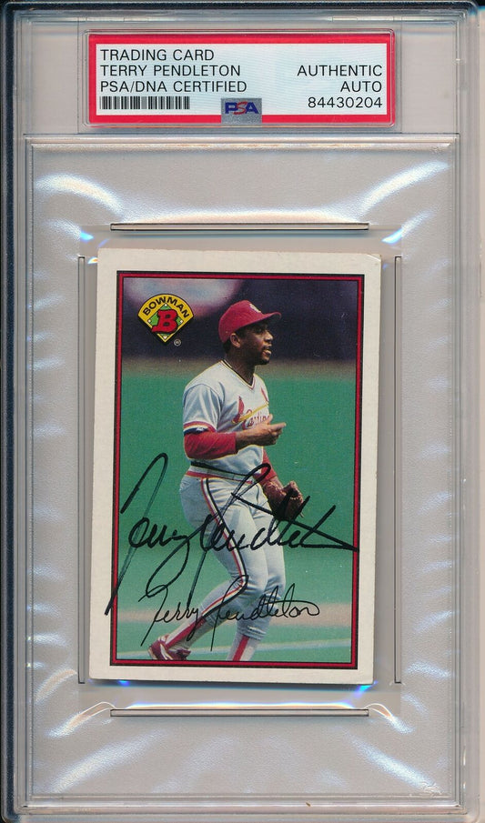 Terry Pendleton Cardinals Signed/Auto 1989 Bowman Card #437 PSA/DNA 164548