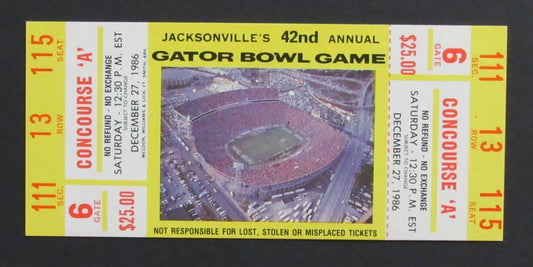 1986 Gator Bowl Football Game Full Ticket Stanford vs. Clemson