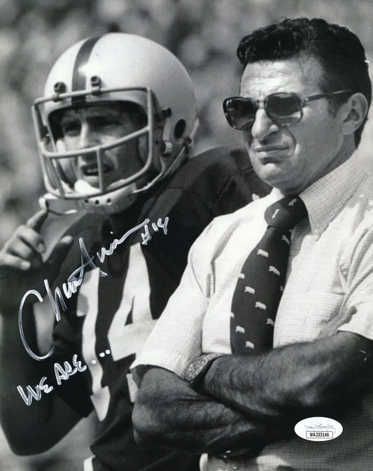 Chuck Fusina Autographed/Inscribed 8x10 B/W Photo Penn State University JSA