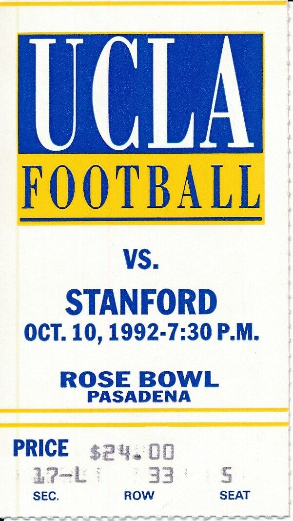 1992 UCLA Bruins vs. University of Stanford Football Game Ticket Stub 148583