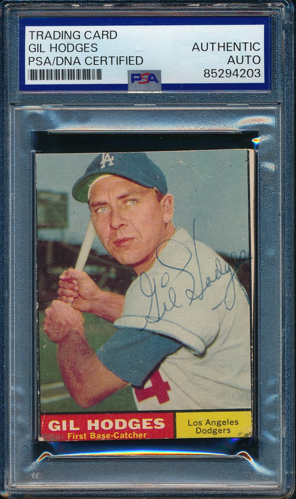 Gil Hodges HOF Signed/Autographed 1961 Topps Card #460 LA Dodgers PSA/DNA 190591