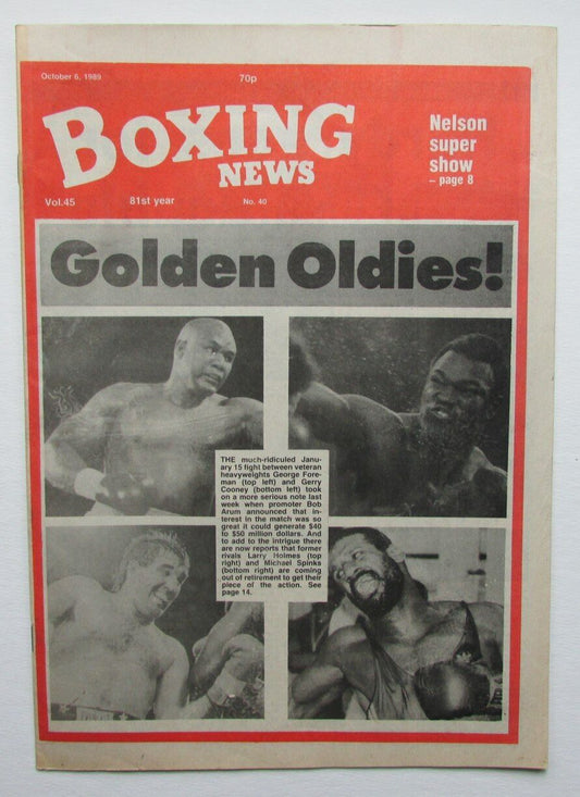 October 6, 1989 Boxing News Magazine George Foreman Gerry Cooney