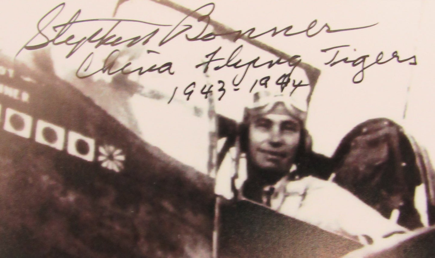 Stephen Bonner WWII Flying Tigers Flying Ace Signed/Inscr 4x6 Photo JSA 146373