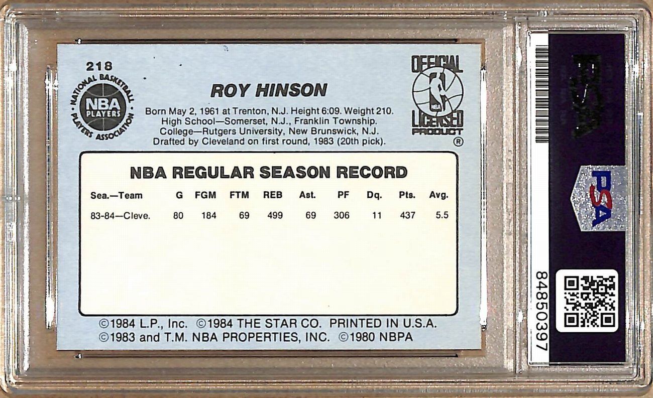 1984-85 Star Company #218 Roy Hinson Cavaliers Signed/Auto Card PSA/DNA 178889