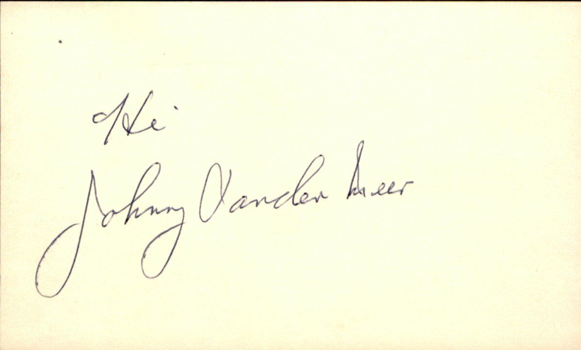 Johnny Vander Meer Cincinnati Reds d.1997 Signed/Auto 3x5 Index Card 162500