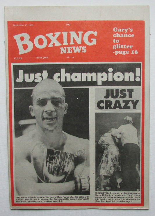 September 28, 1989 Boxing News Magazine Mark Reefer