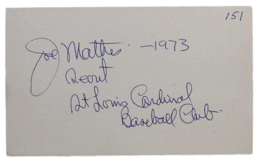 Joe Mathes 1912 Philadelphia A's Autographed/Signed 3x5 Index Card