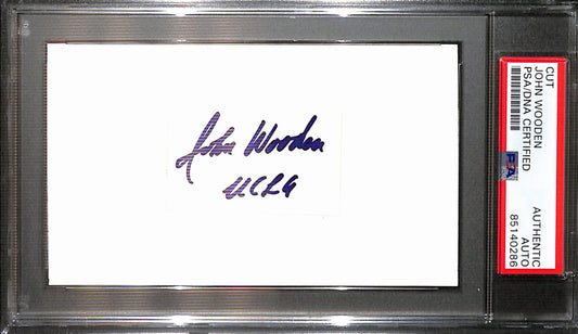 John Wooden Autographed/Signed Cut 3x5 Index Card UCLA PSA/DNA 187358