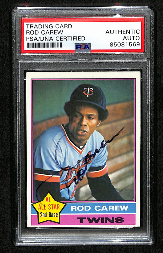 Rod Carew HOF Signed 1976 Topps Card #400 Minnesota Twins PSA/DNA 184593