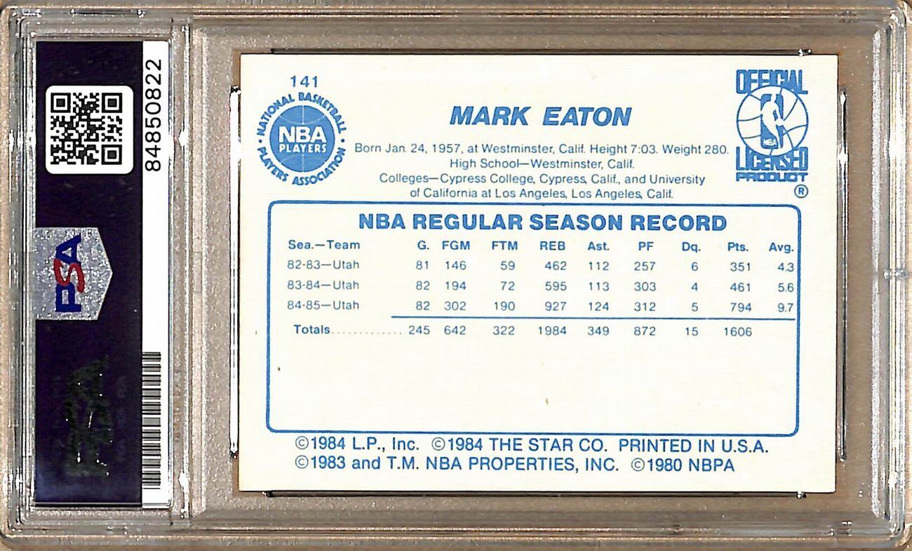 1985-86 Star Company #141 Mark Eaton Utah Jazz Signed/Auto Card PSA/DNA 178899