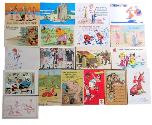 Lot of 18 Vintage Early 1900's Sport Comic Unposted Postcards