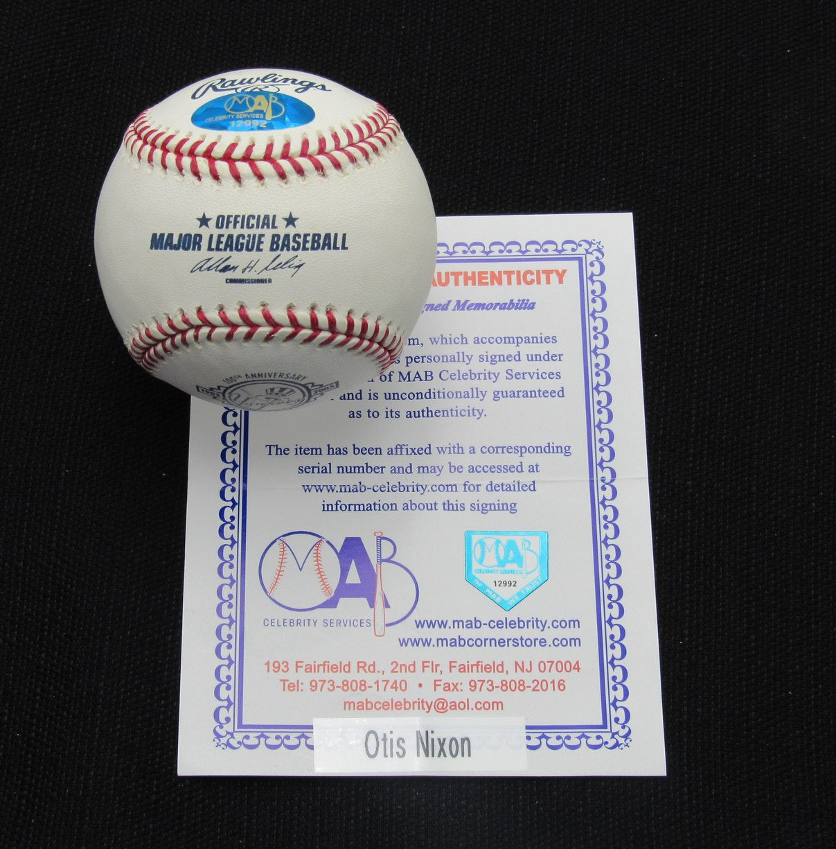 Otis Nixon Signed/Auto Yankees 100th OML Baseball MAB 187073