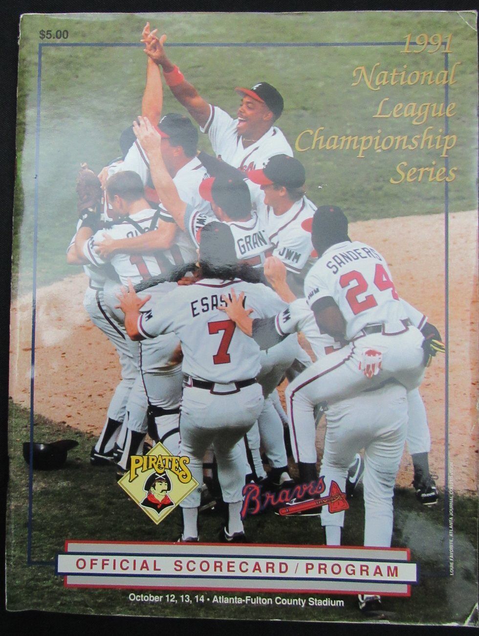 1991 NLCS Atlanta Braves vs. Pittsburgh Pirates Program Fulton County Stadium