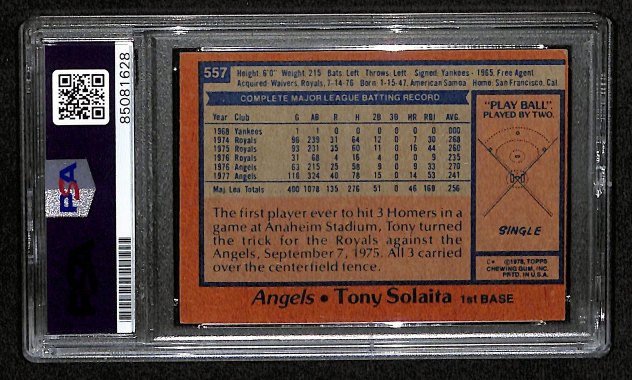 Tony Solaita Signed 1978 Topps Card #557 California Angels PSA/DNA 184506