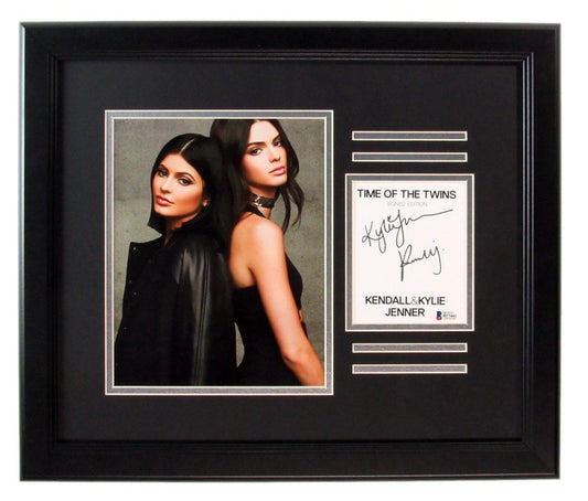 Kendall & Kylie Jenner Autographed Cut Card w/ 8x10 Photo Framed Beckett 181878