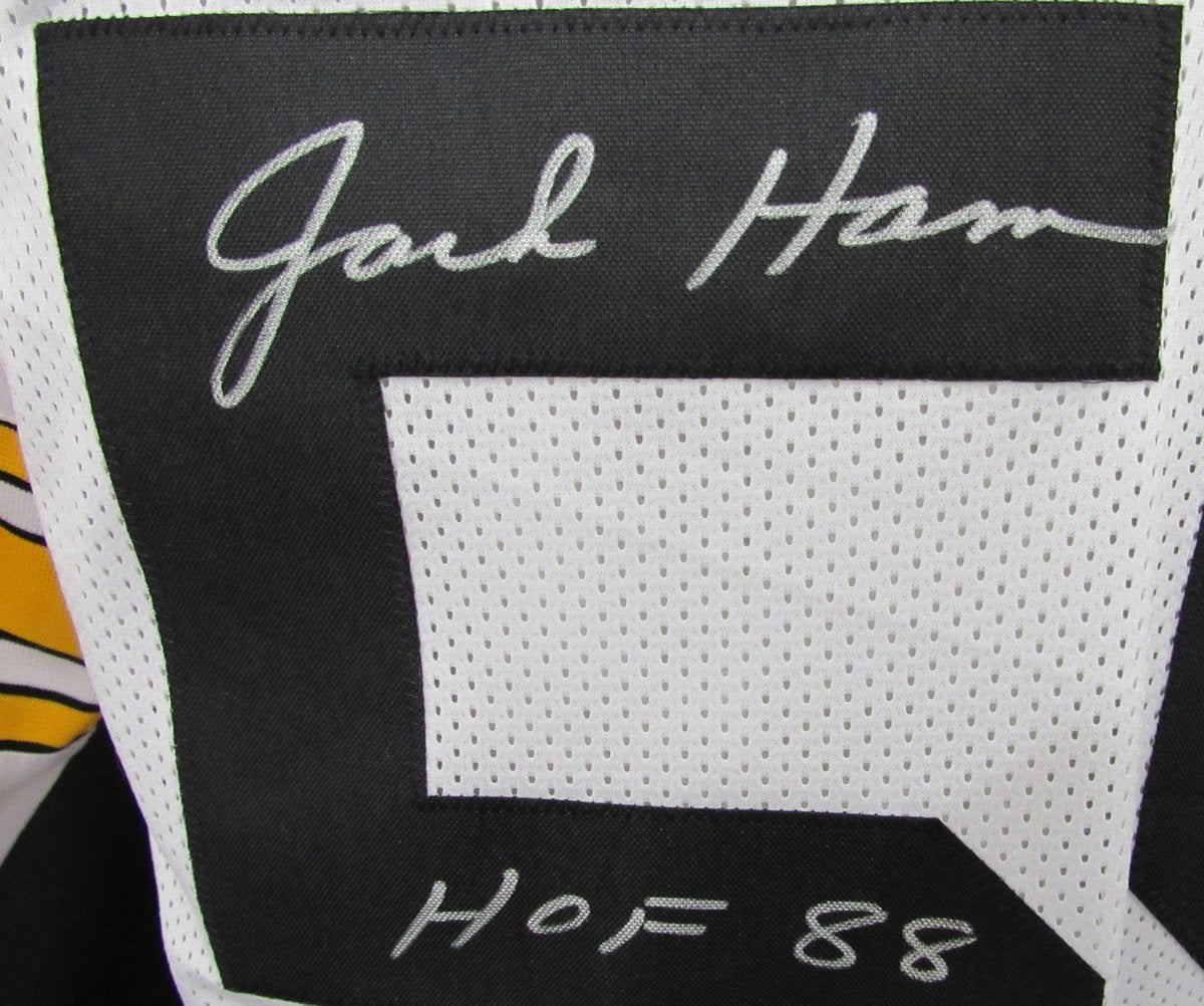 Jack Ham HOF Signed/Inscr White Steelers Custom Football Jersey Becket 192383