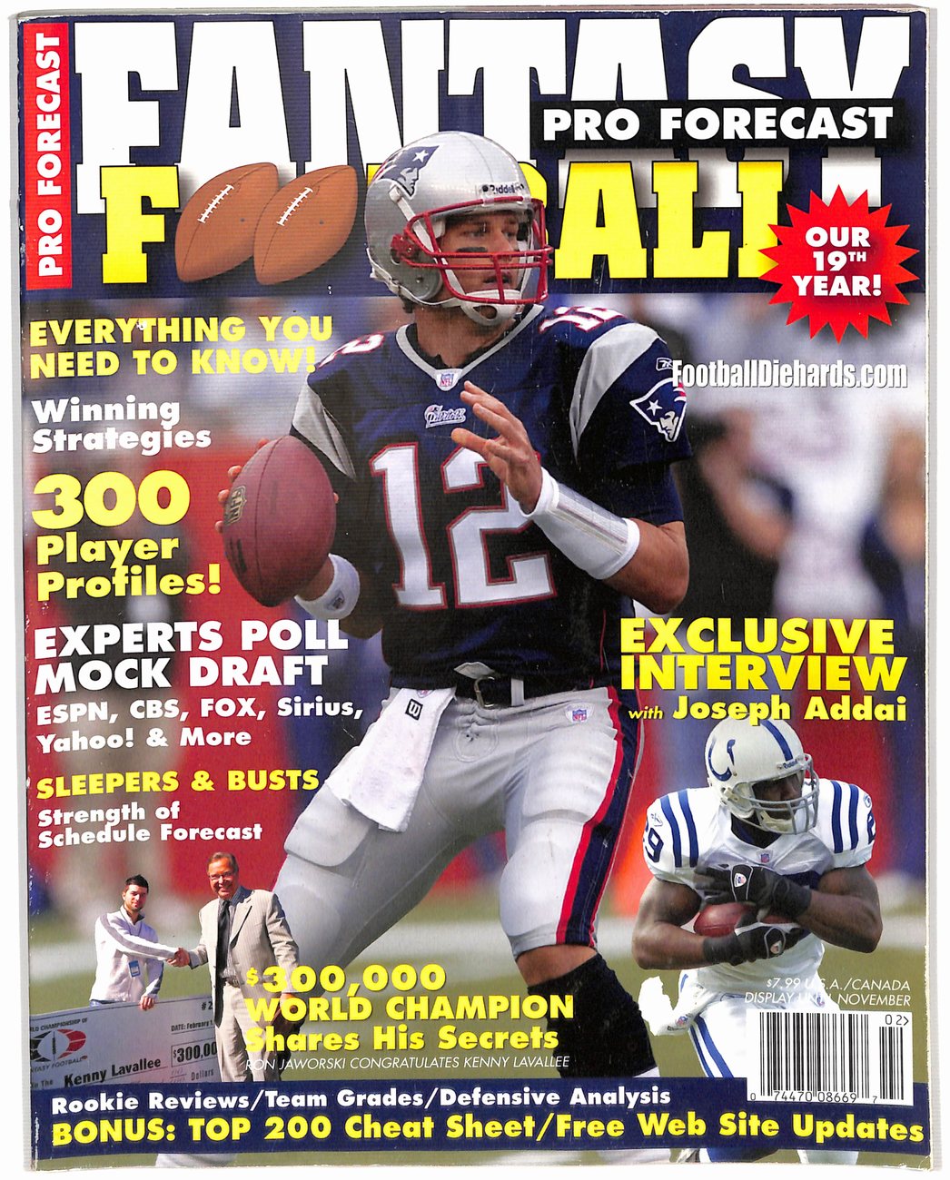 2008 Tom Brady Fantasy Football Pro Forecast Football Magazine 182060