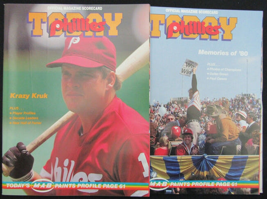 Lot of 2 1990 Phillies Magazine Scorecard/Program vs. Pirates/Cards 157821