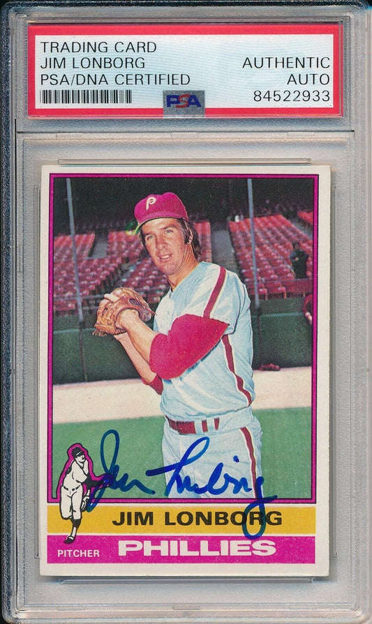 Jim Lonborg Philadelphia Phillies Signed 1976 TOPPS Card #271 PSA/DNA 166244