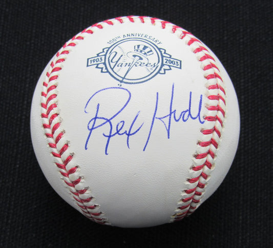 Rex Hudler Signed/Auto Yankees 100th OML Baseball JSA  186835