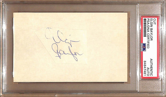 Elgin Baylor HOF Autographed 3x5 Index Card Los Angeles Lakers PSA/DNA 178815