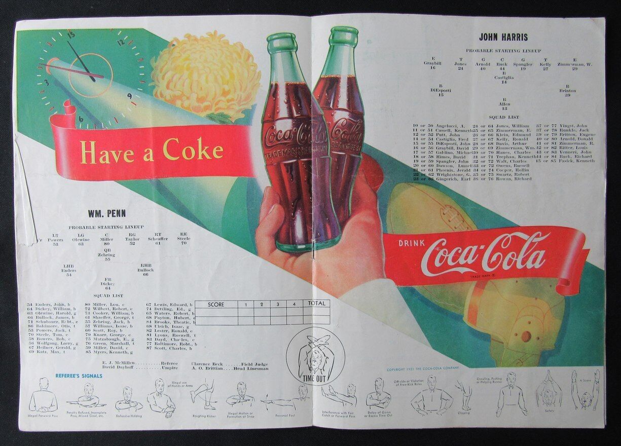 1951 John Harris vs. William Penn High School Football Game Program 11/22