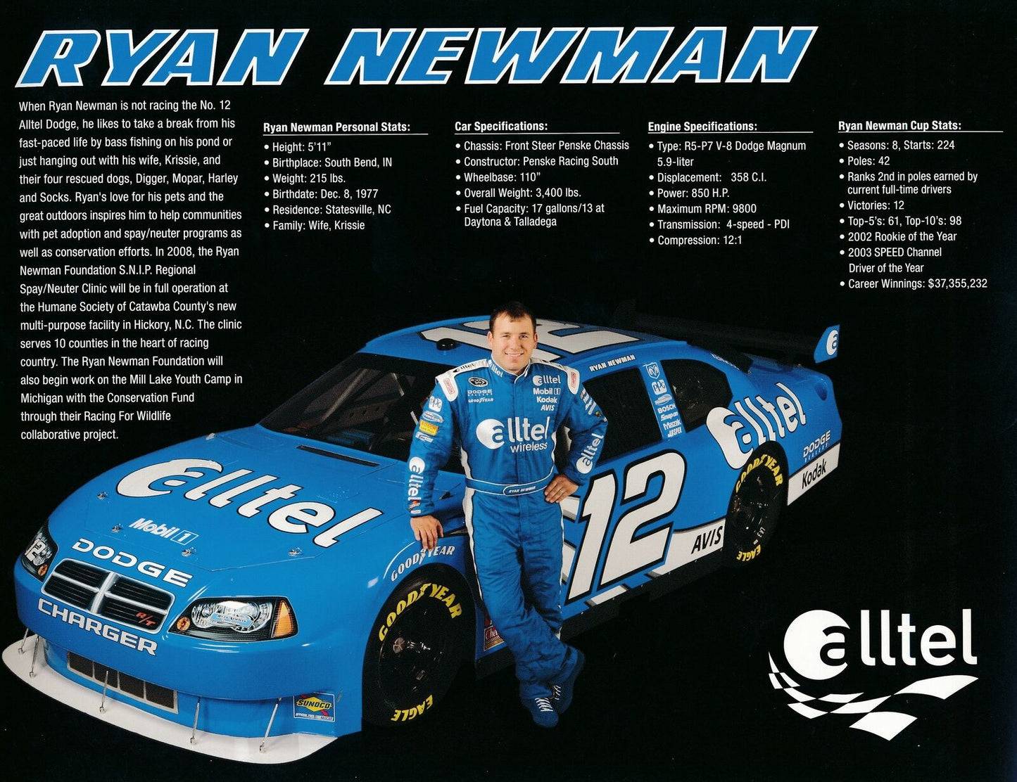 Ryan Newman NASCAR Champ Signed/Auto 8x10 Photo Advertisement JSA 163390