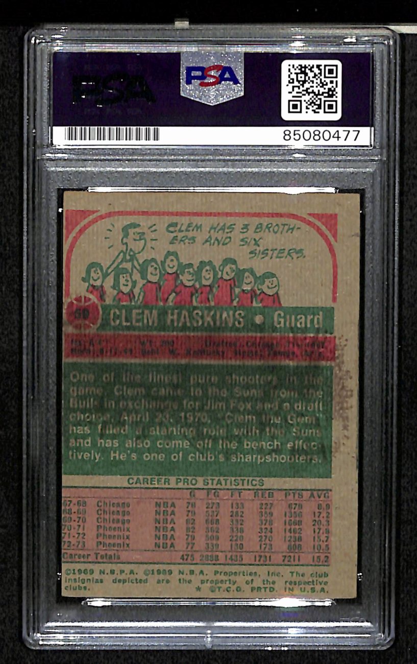 1973/74 TOPPS #59 Clem Haskins Auto/Signed Card PSA/DNA 185451