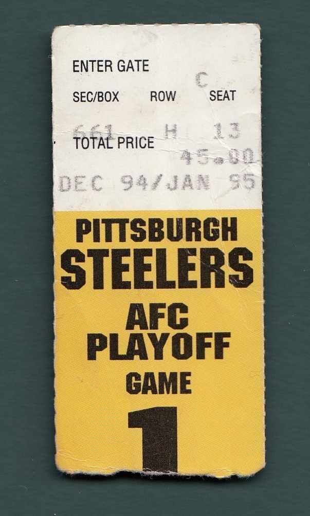 1995 AFC Division Playoff Ticket Stub Pittsburgh Steelers Browns 128431