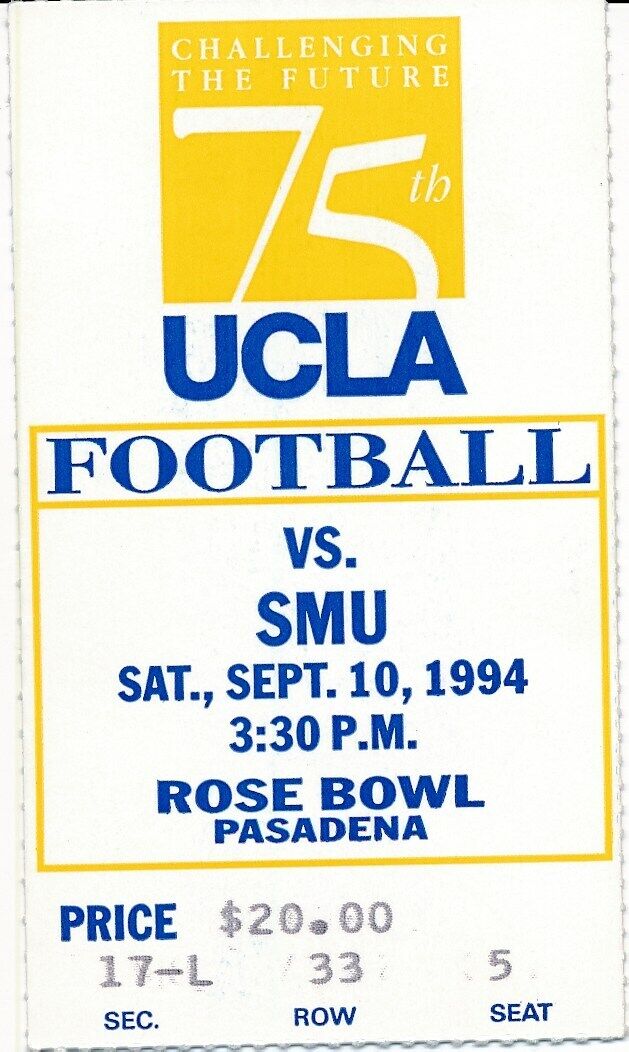 1994 UCLA Bruins vs. SMU Football Game Ticket Stub 148591