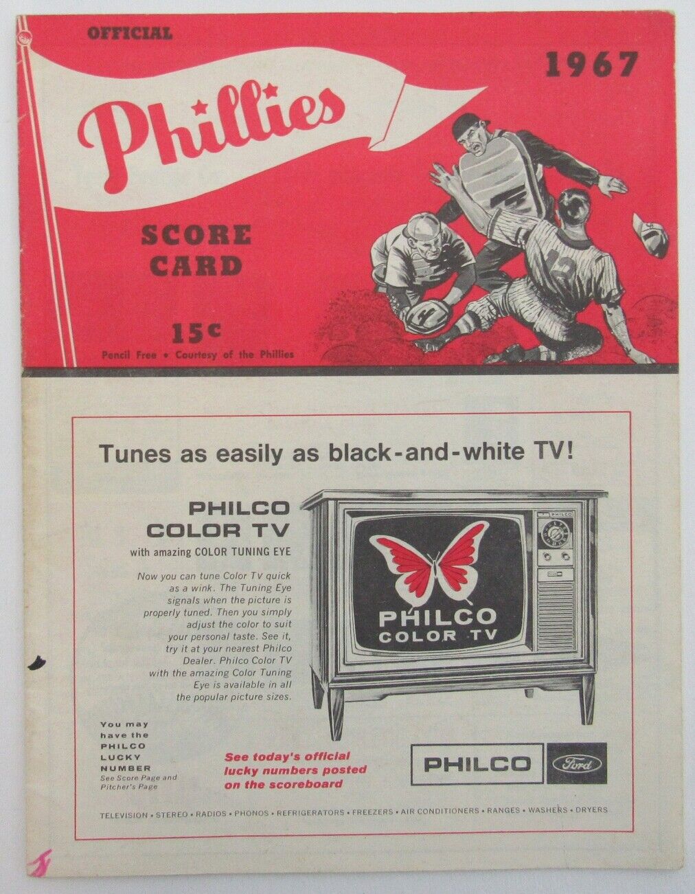 1967 Philadelphia Phillies Scorecard/Program vs. LA Dodgers Unscored 157811