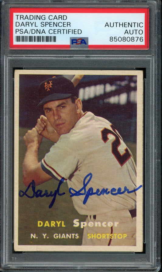 Daryl Spencer Signed 1957 Topps Card #49 New York Giants PSA/DNA 184151