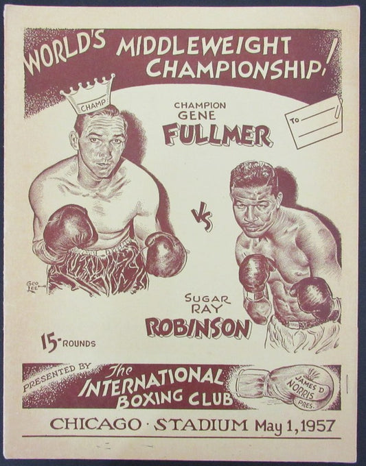 May 1, 1957 Gene Fullmer vs. Sugar Ray Robinson Boxing Program 181436