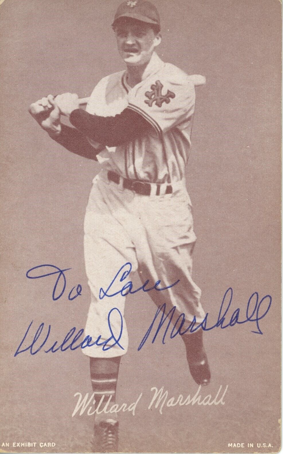 Willard Marshall New York Giants Signed/Auto 1947-1966 Exhibit Postcard 166978