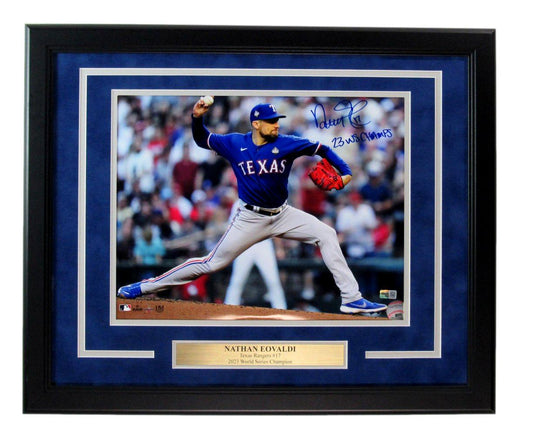 Nathan Eovaldi Signed/Inscribed 11x14 Photo Framed Texas Rangers Steiner 190033