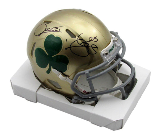 Rocket Ismail Autographed Speed Mini Helmet Notre Dame Clover Beckett 181124